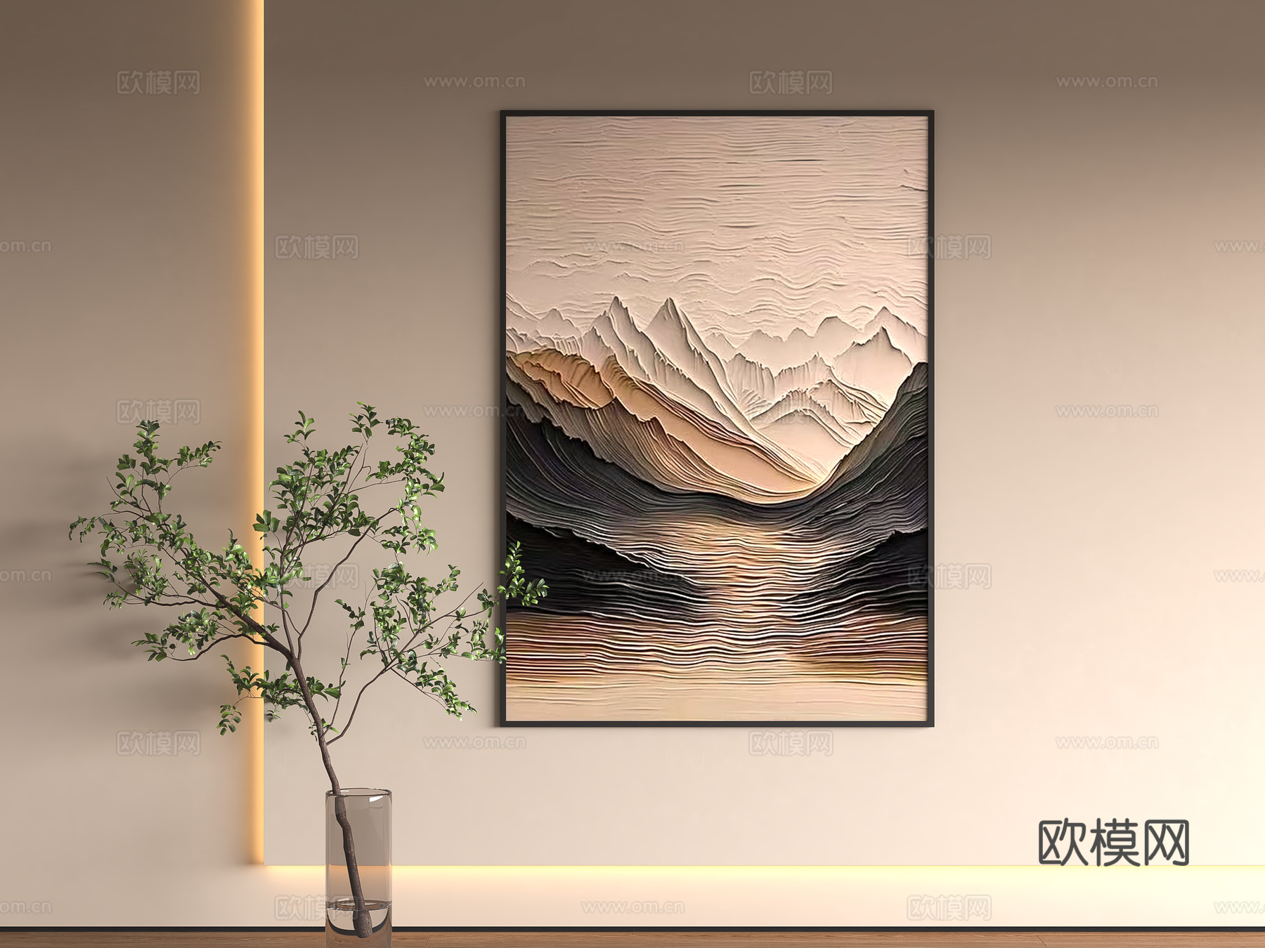 现代简约肌理挂画su模型
