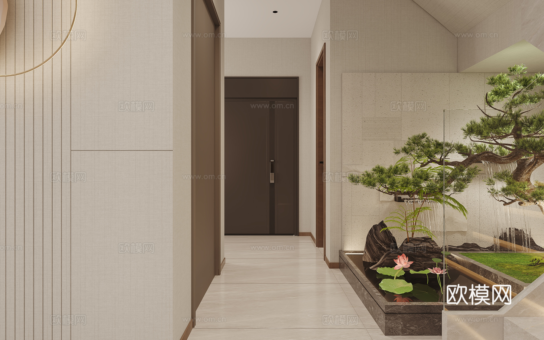 现代简约餐厅 厨房 楼梯 景观3d模型