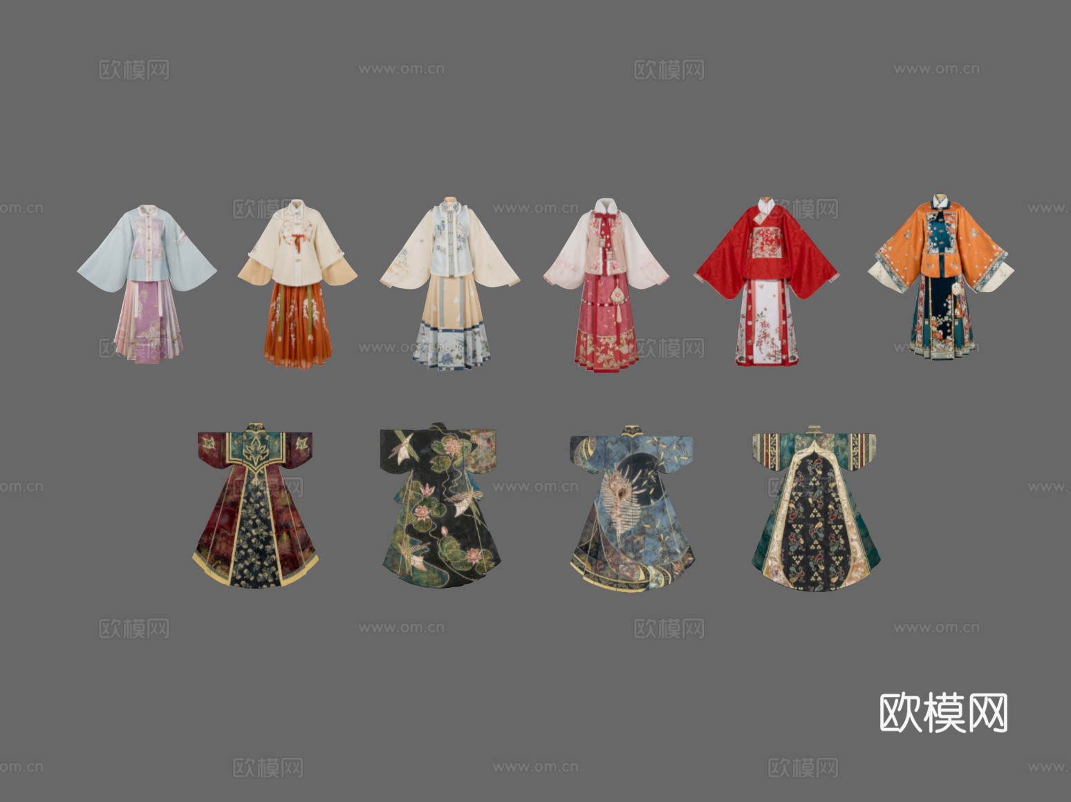 新中式汉服 女装su模型