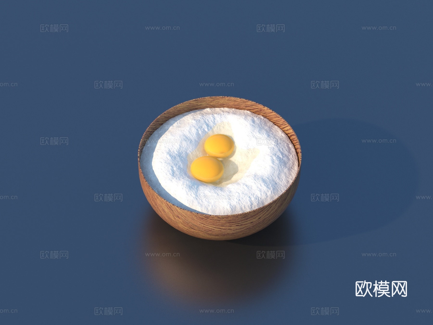 鸡蛋 面粉 蛋黄 蛋清 食物3d模型
