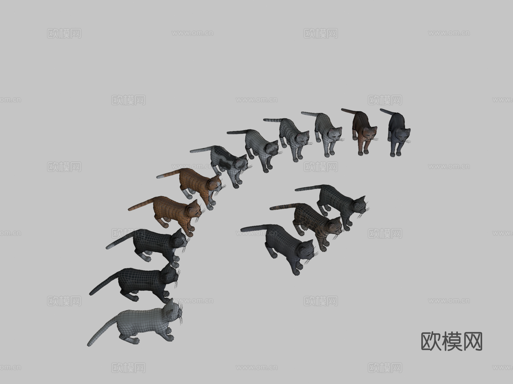 卡通猫套装3d模型