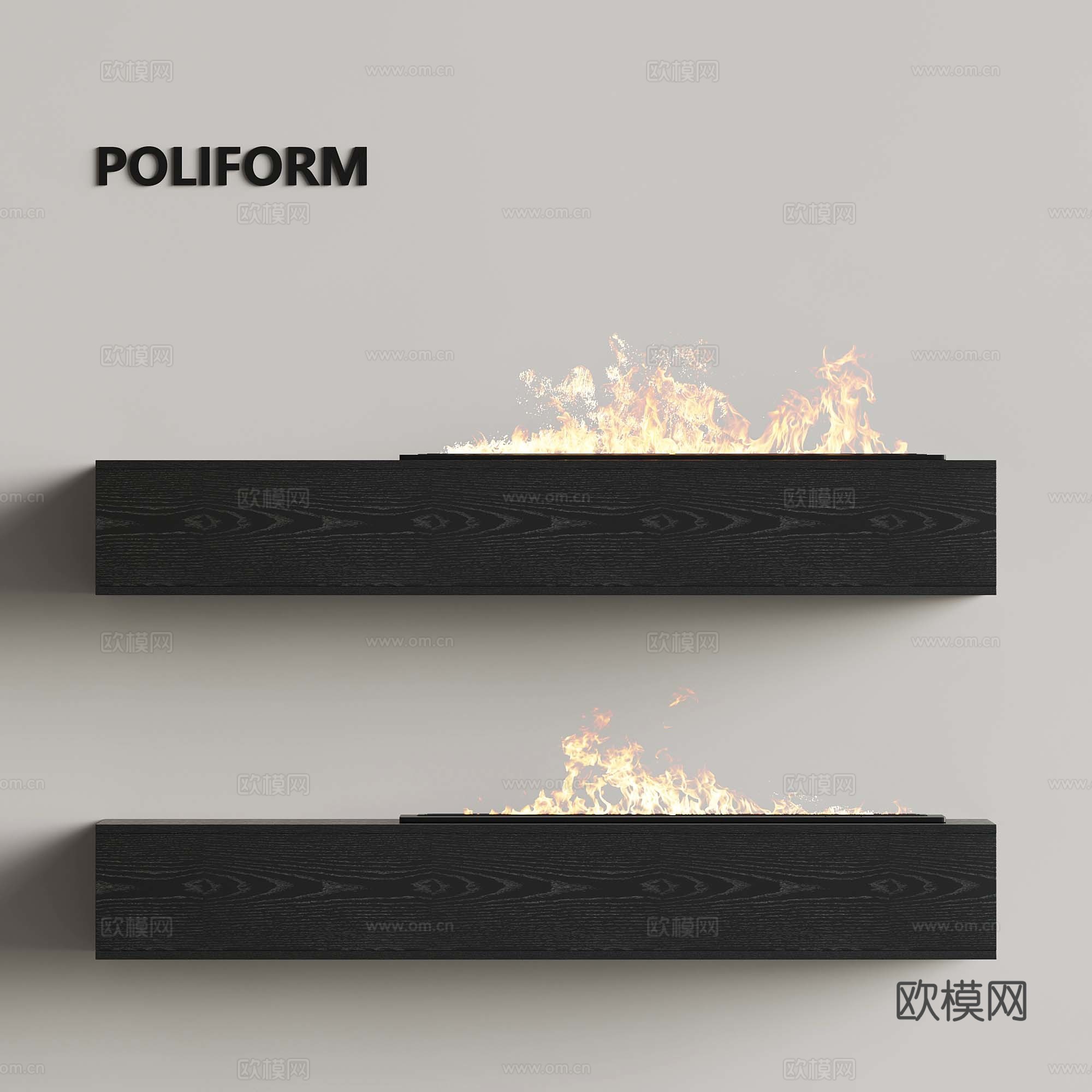 现代壁炉su模型下载（渲染图1）