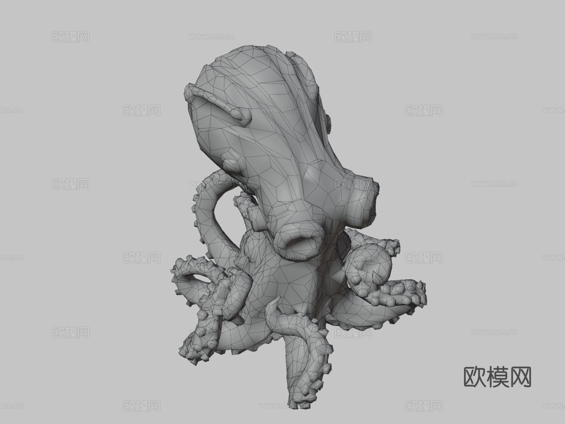 蒸汽朋克章鱼雕像3d模型