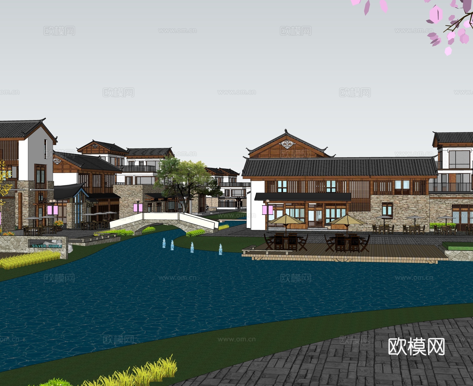 新中式中式商业街 新中式仿古建筑 古建 文旅小镇su模型