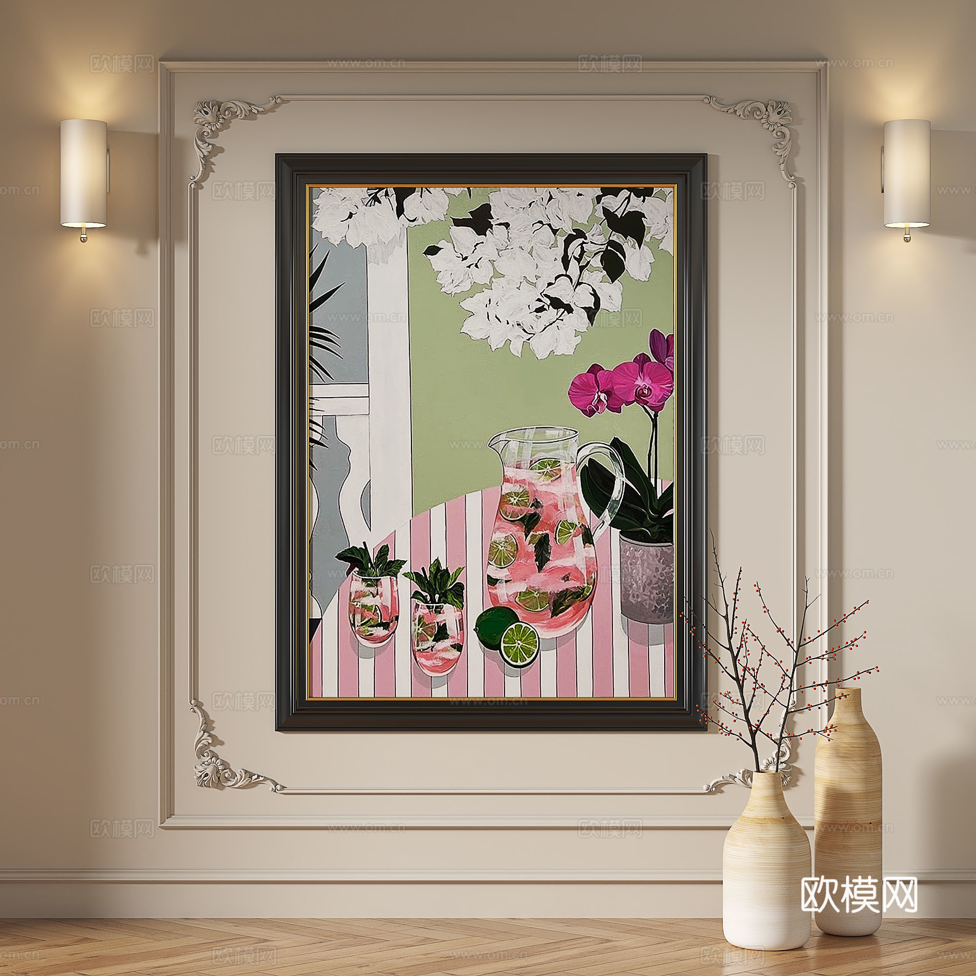 法式，复古，中古，现代，轻奢，油画，装饰画3d模型