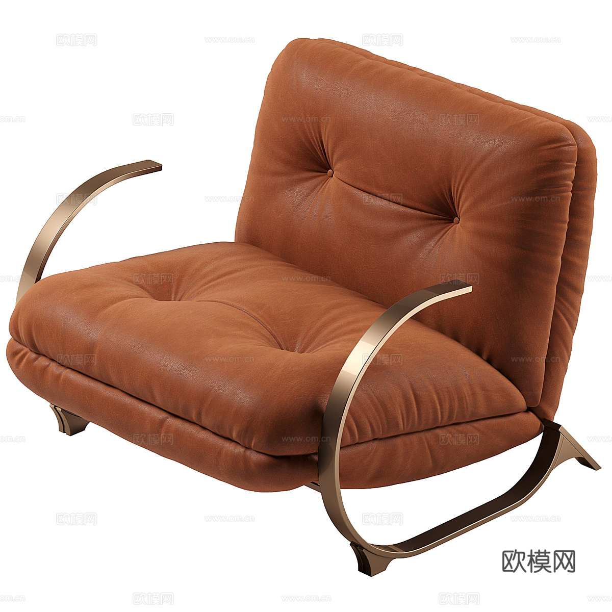现代意式轻奢皮革扶手椅3d模型