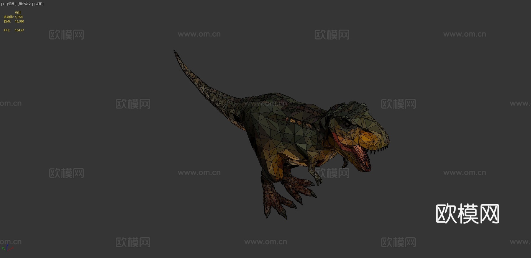 恐龙霸王龙低多边形艺术风格3d模型