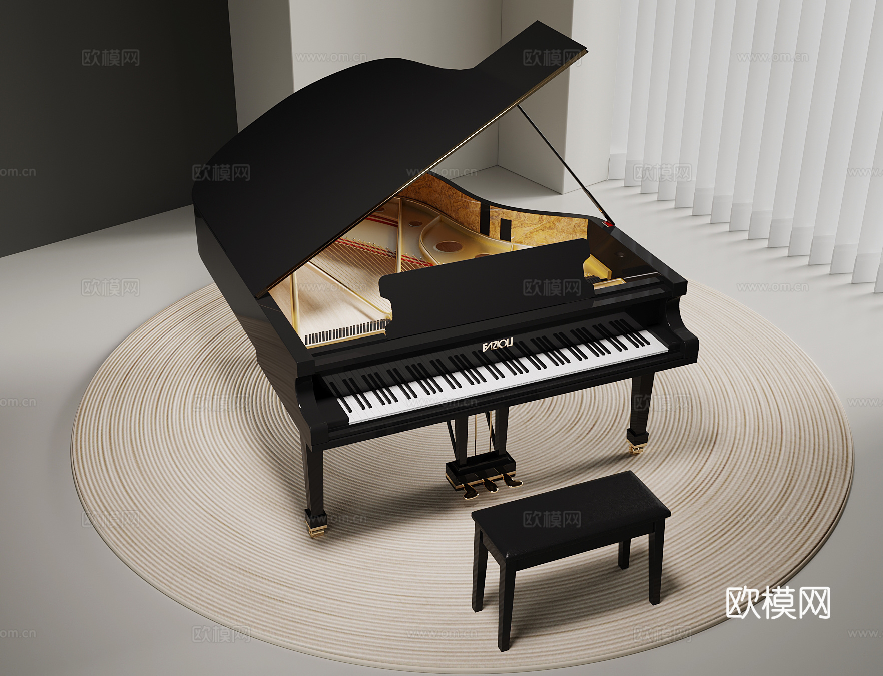 钢琴 现代钢琴 乐器3d模型