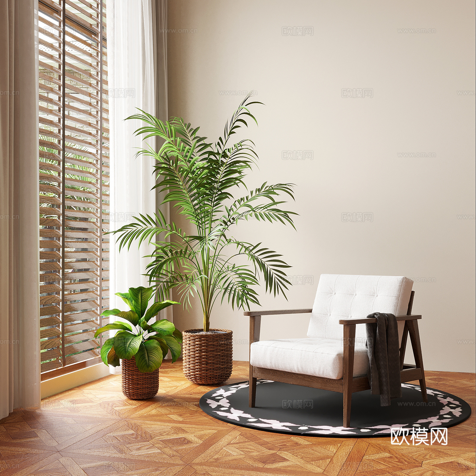 盆栽绿植 中古风盆栽绿植 盆景 植物树 休闲椅su模型
