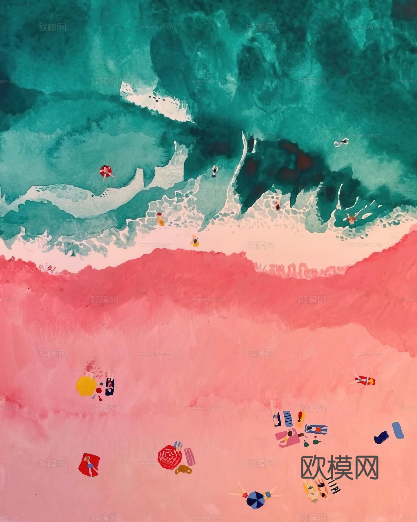 水彩小人大景 艺术挂画 挂画 装饰画 艺术画下载