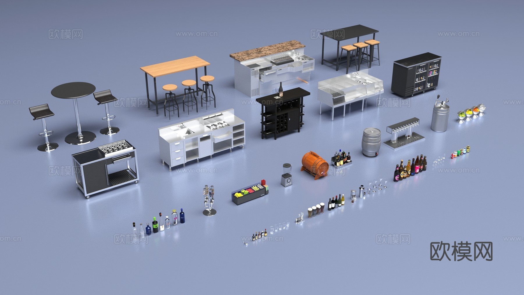 酒吧物品装饰品3d模型