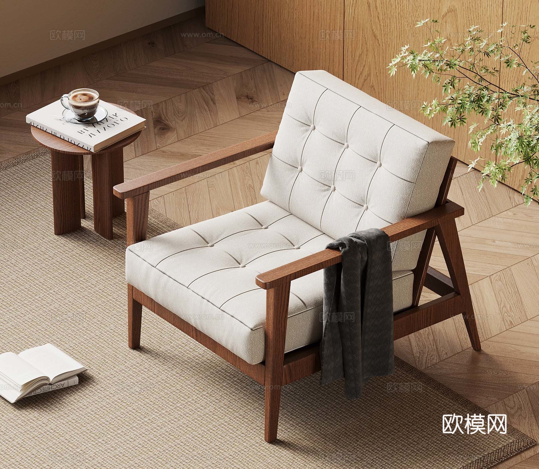 中古侘寂休闲椅su模型