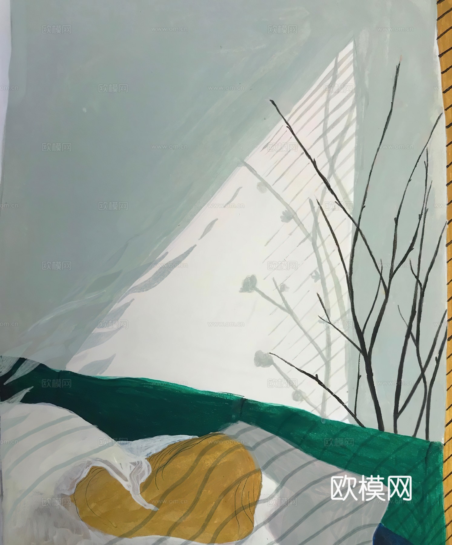 水彩小人大景 艺术挂画 挂画 装饰画 艺术画下载