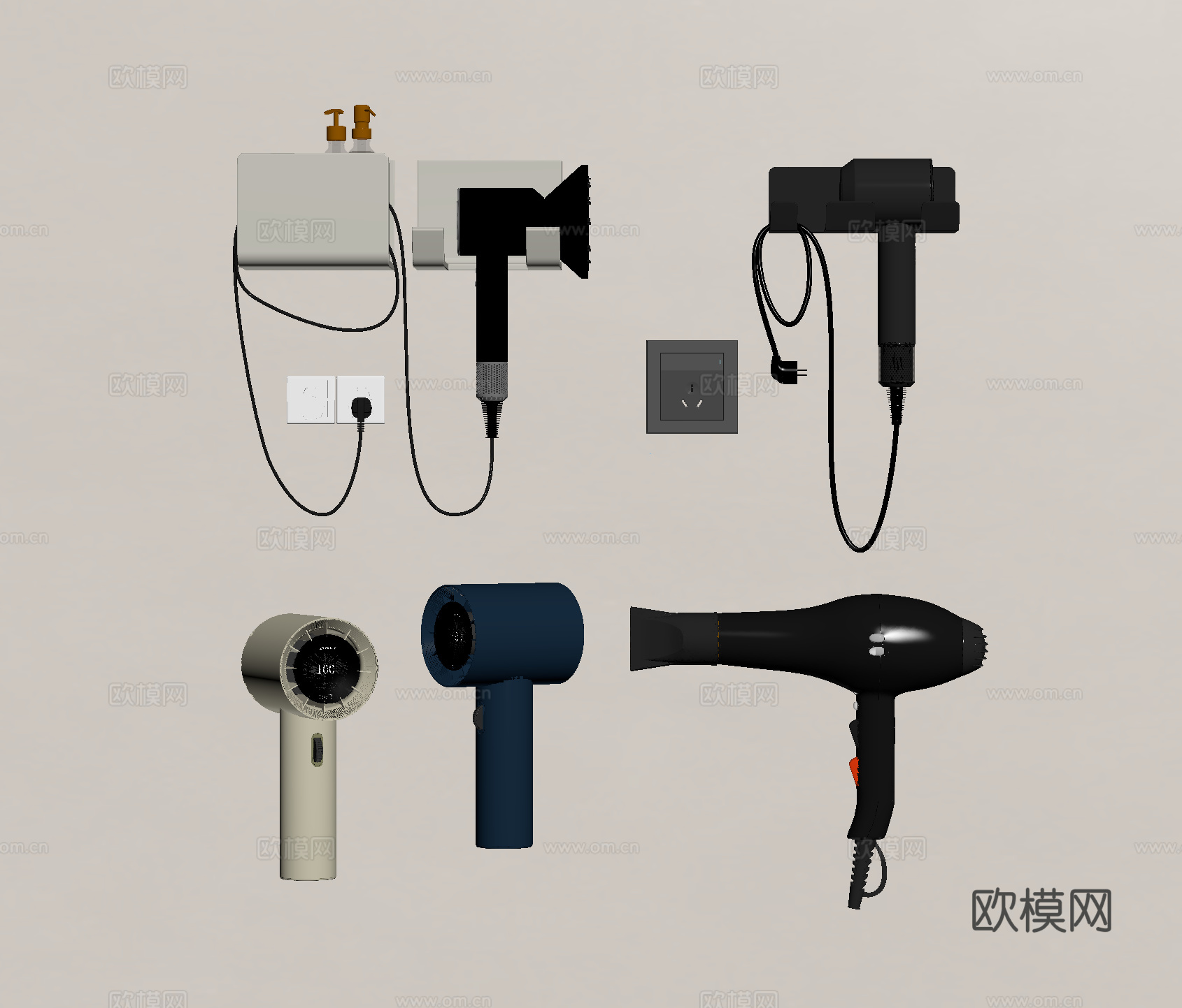 现代吹风机su模型
