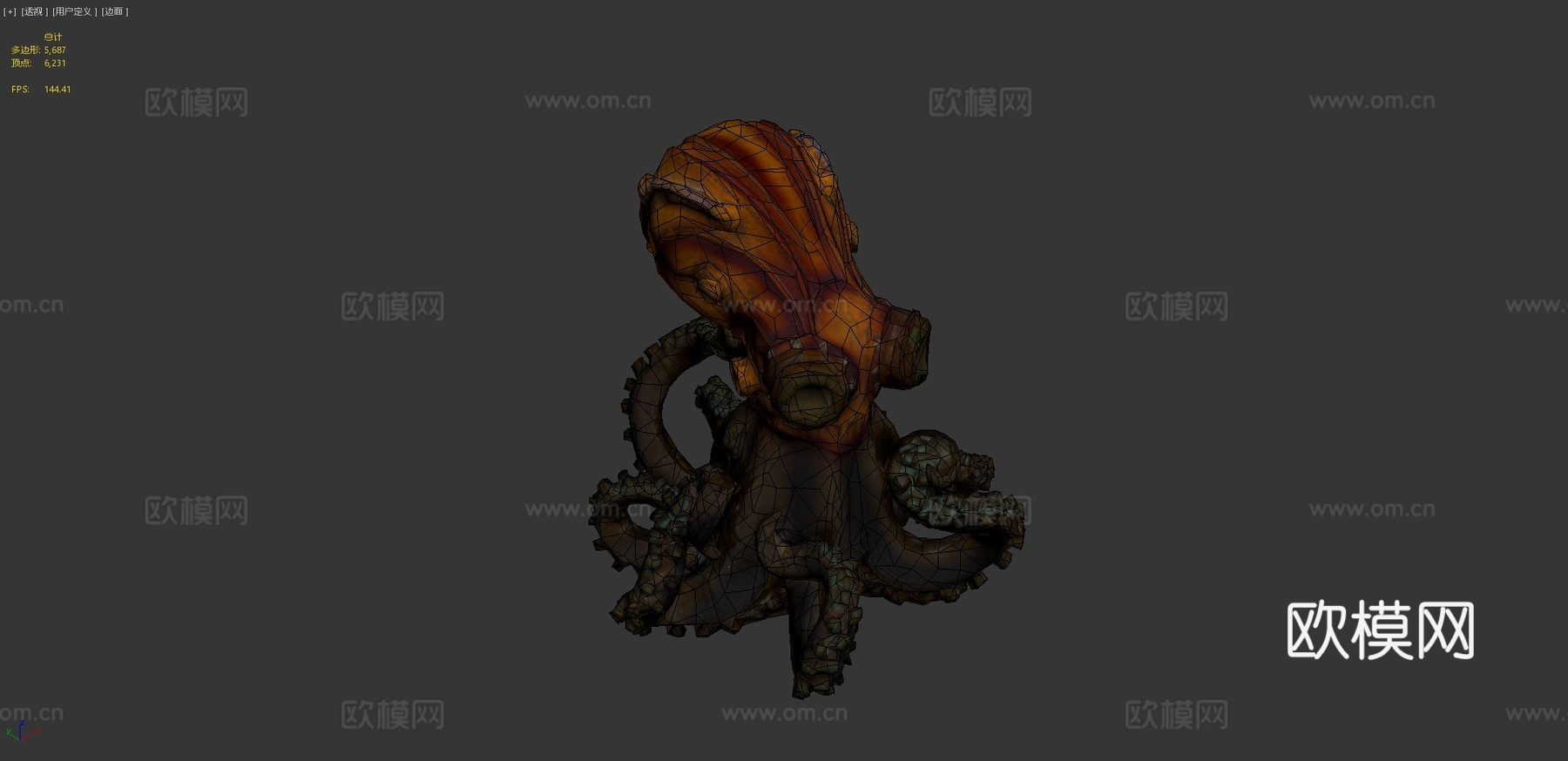 蒸汽朋克章鱼雕像3d模型