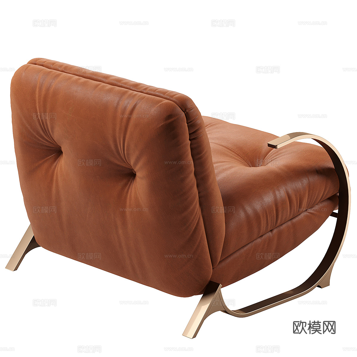 现代意式轻奢皮革扶手椅3d模型