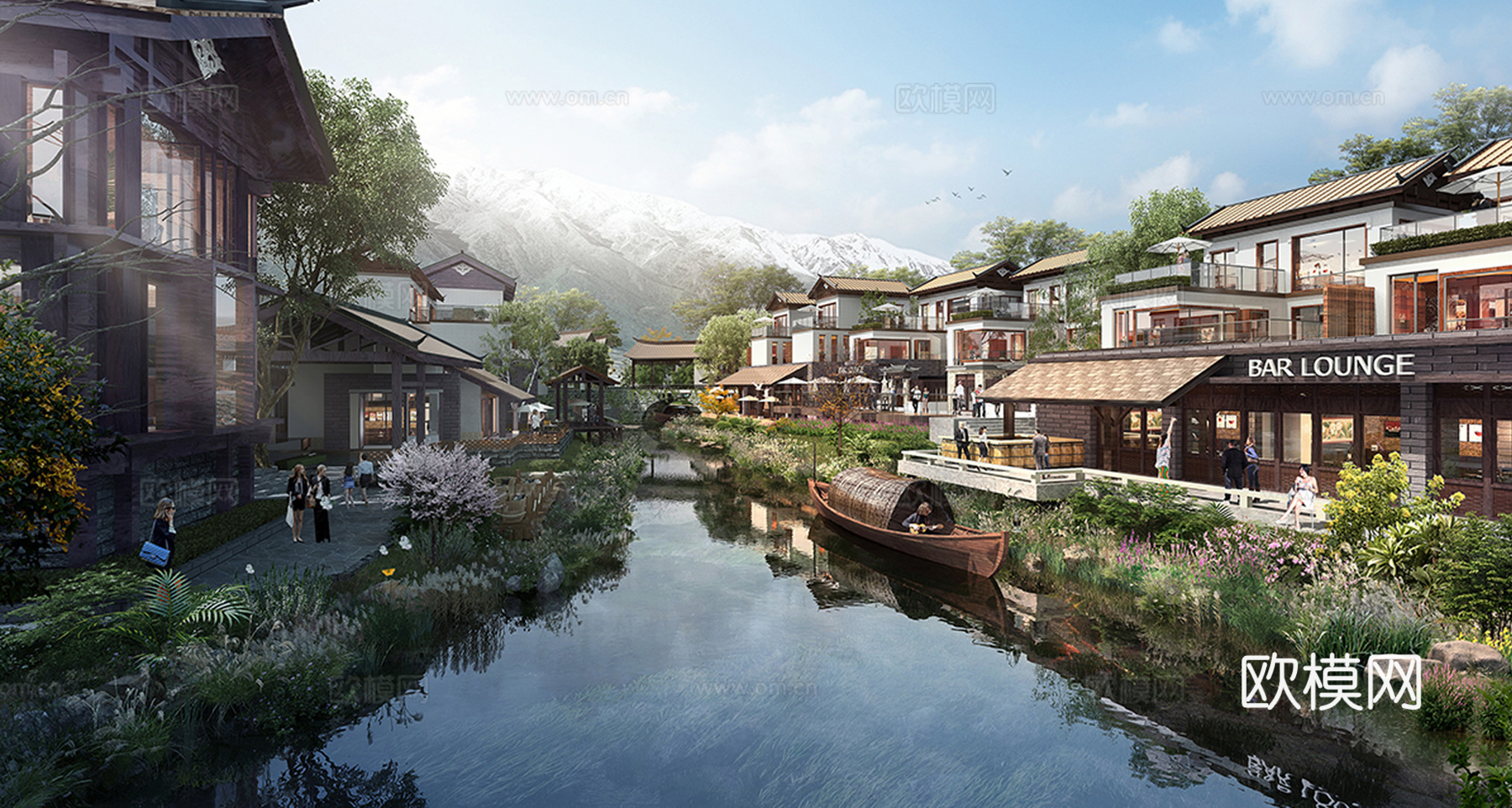 新中式中式商业街 新中式仿古建筑 古建 文旅小镇su模型