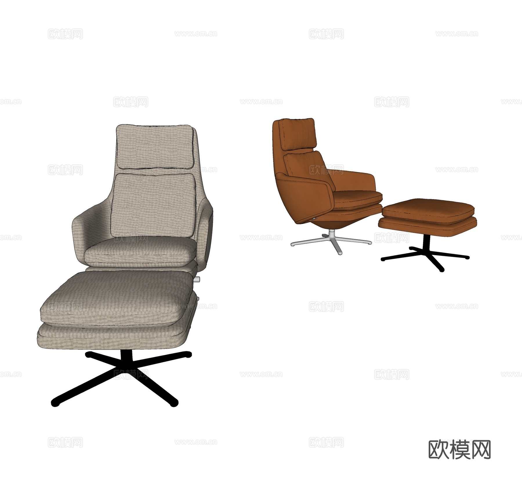 现代休闲椅 现代躺椅su模型