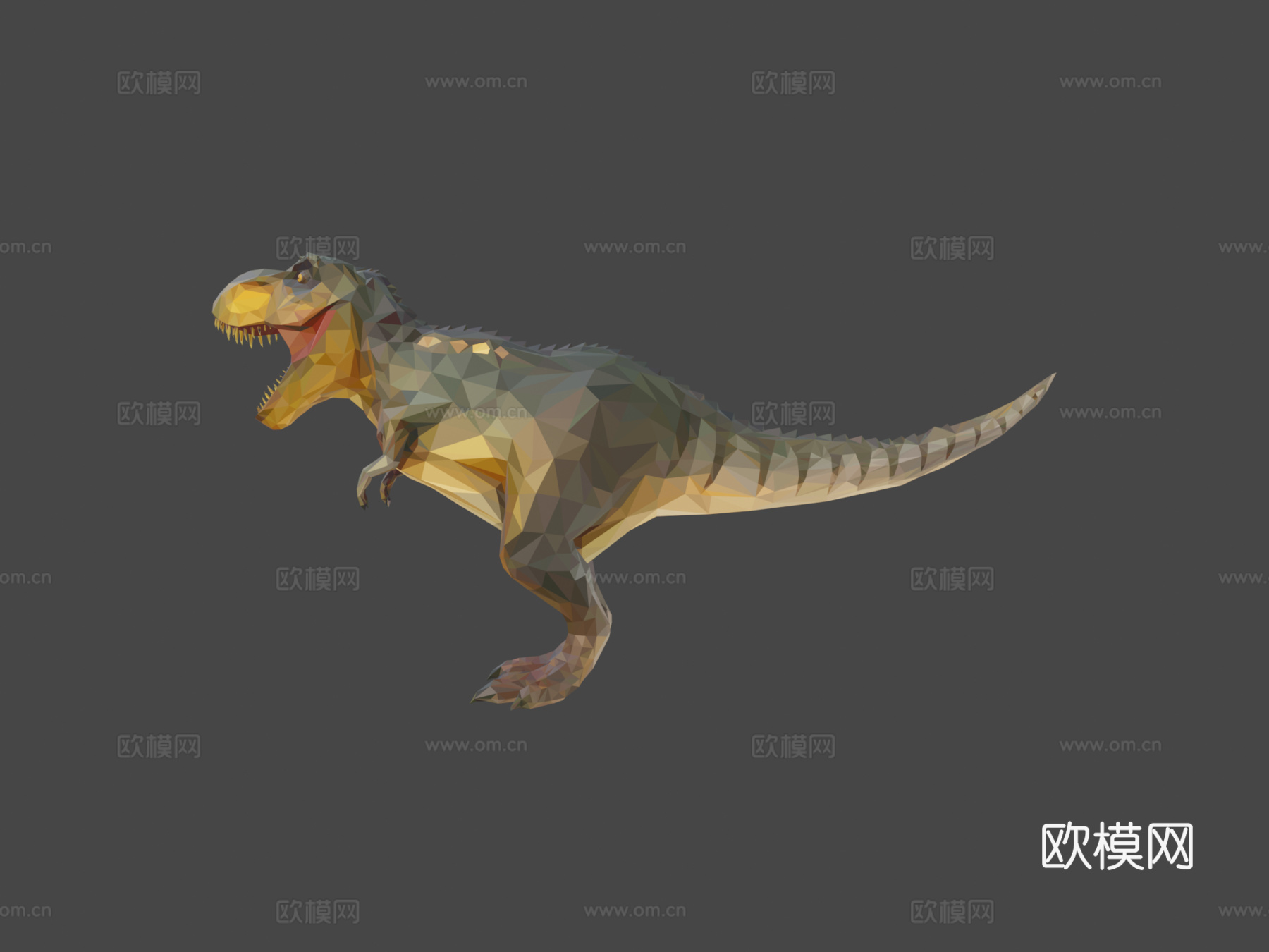 恐龙霸王龙低多边形艺术风格3d模型