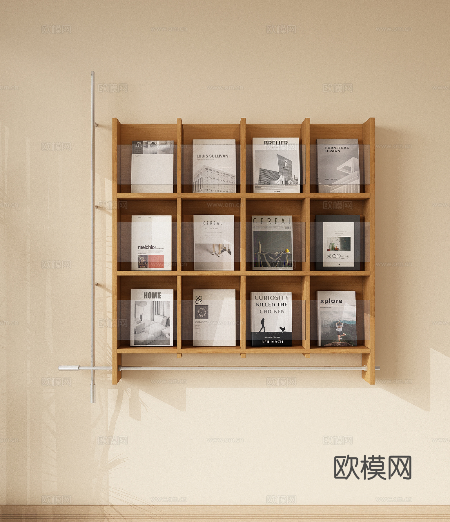 现代书架 置物架 展示架 装饰架 书籍 壁挂书架 壁挂置物架3d模型