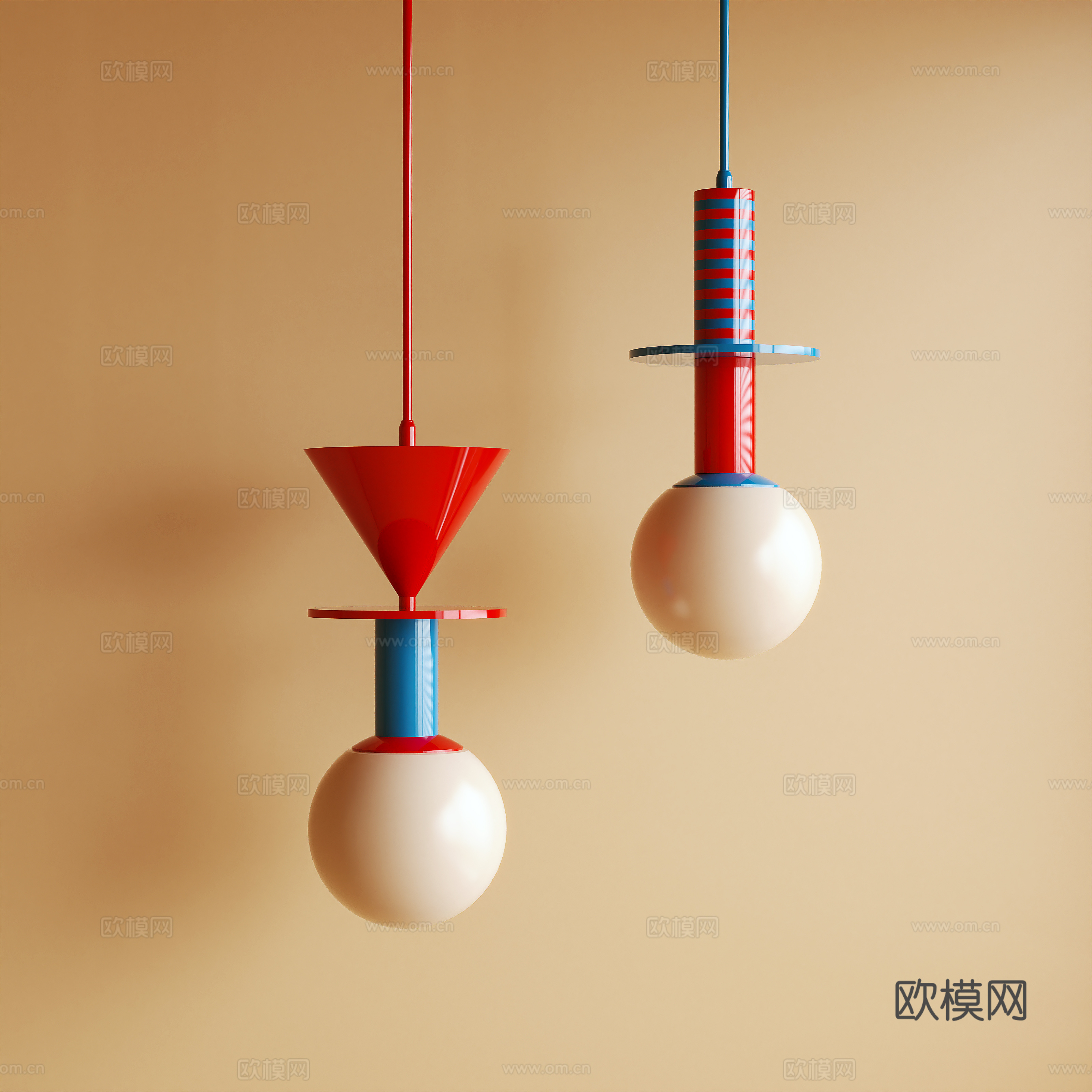 现代吊灯 多巴胺 孟菲斯3d模型