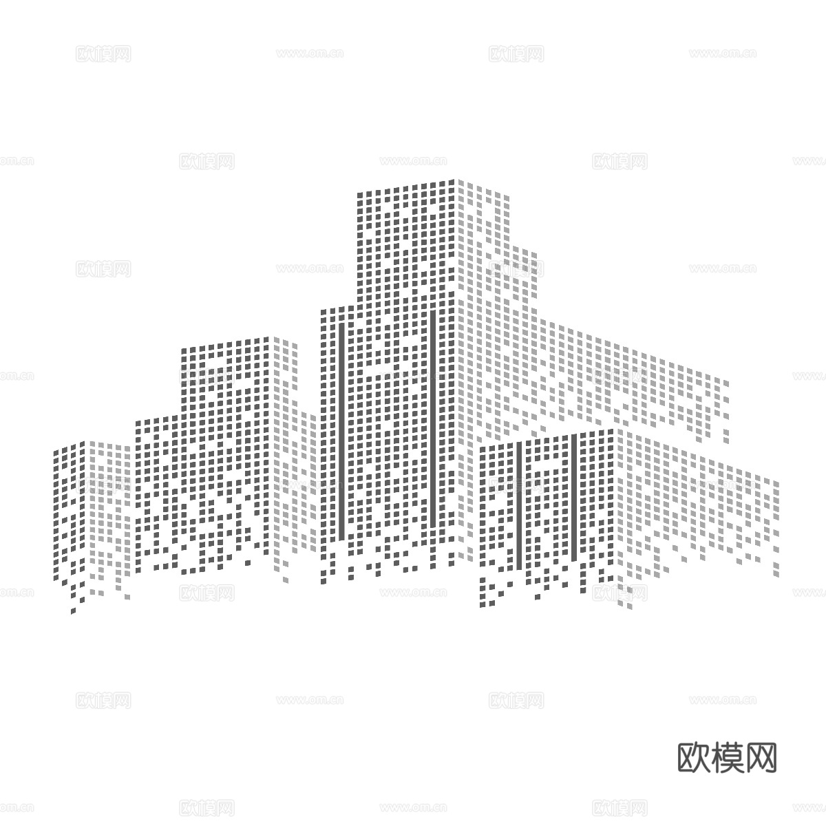 现代城市剪影 未来派抽像建筑剪 科技粒子建筑剪影 建筑剪影