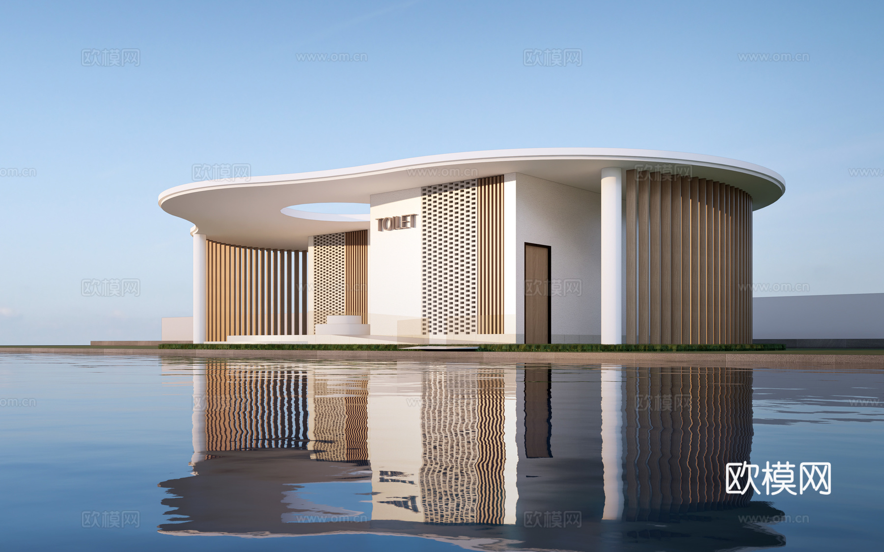现代公厕建筑 厕所建筑 旅游厕所 公共卫生间su模型