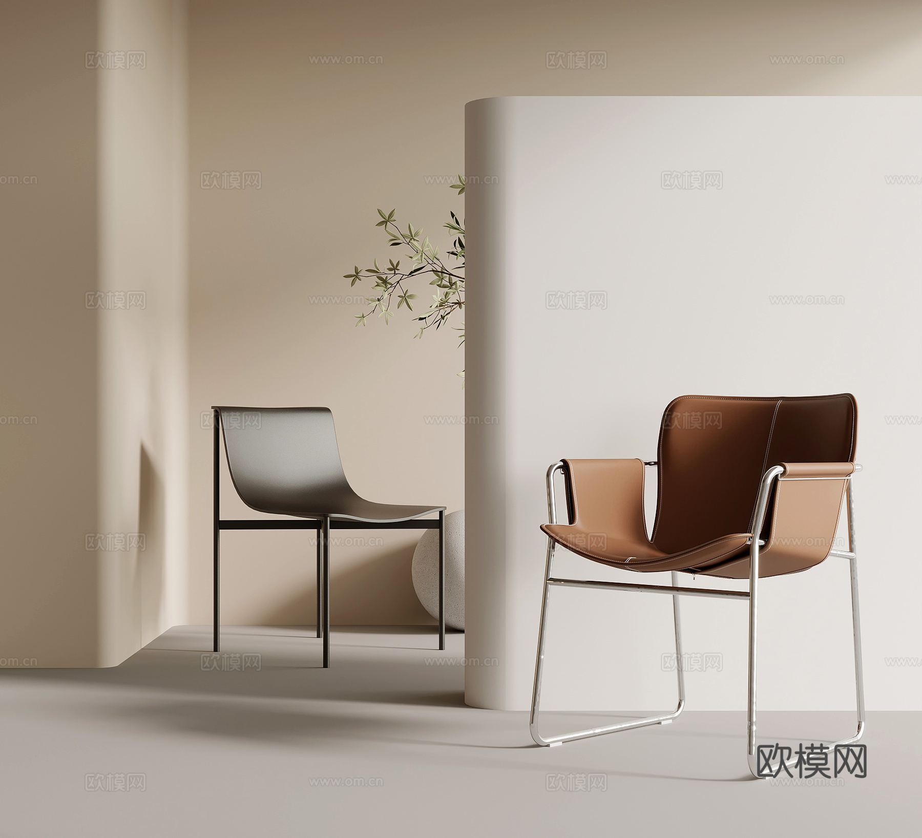 椅子 现代简约休闲椅 写字椅 餐椅su模型
