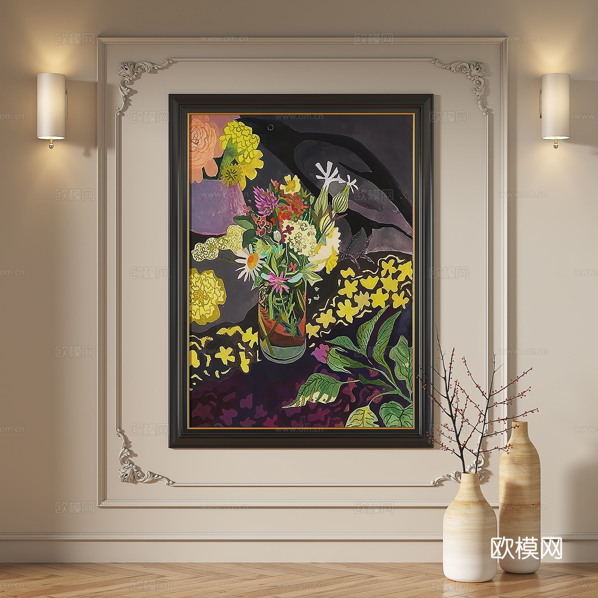 法式，复古，中古，现代，轻奢，油画，装饰画3d模型