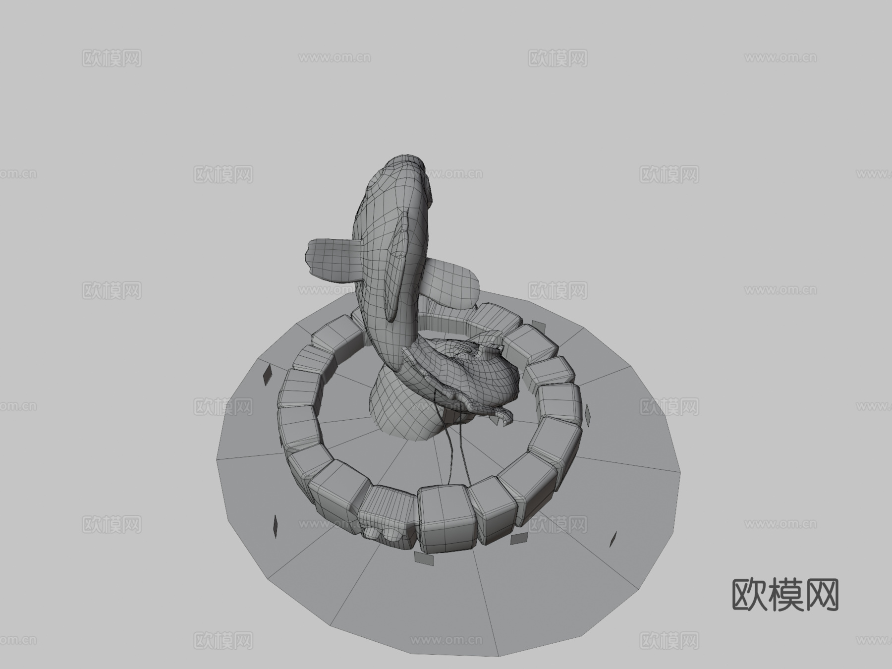 鱼喷泉3d模型