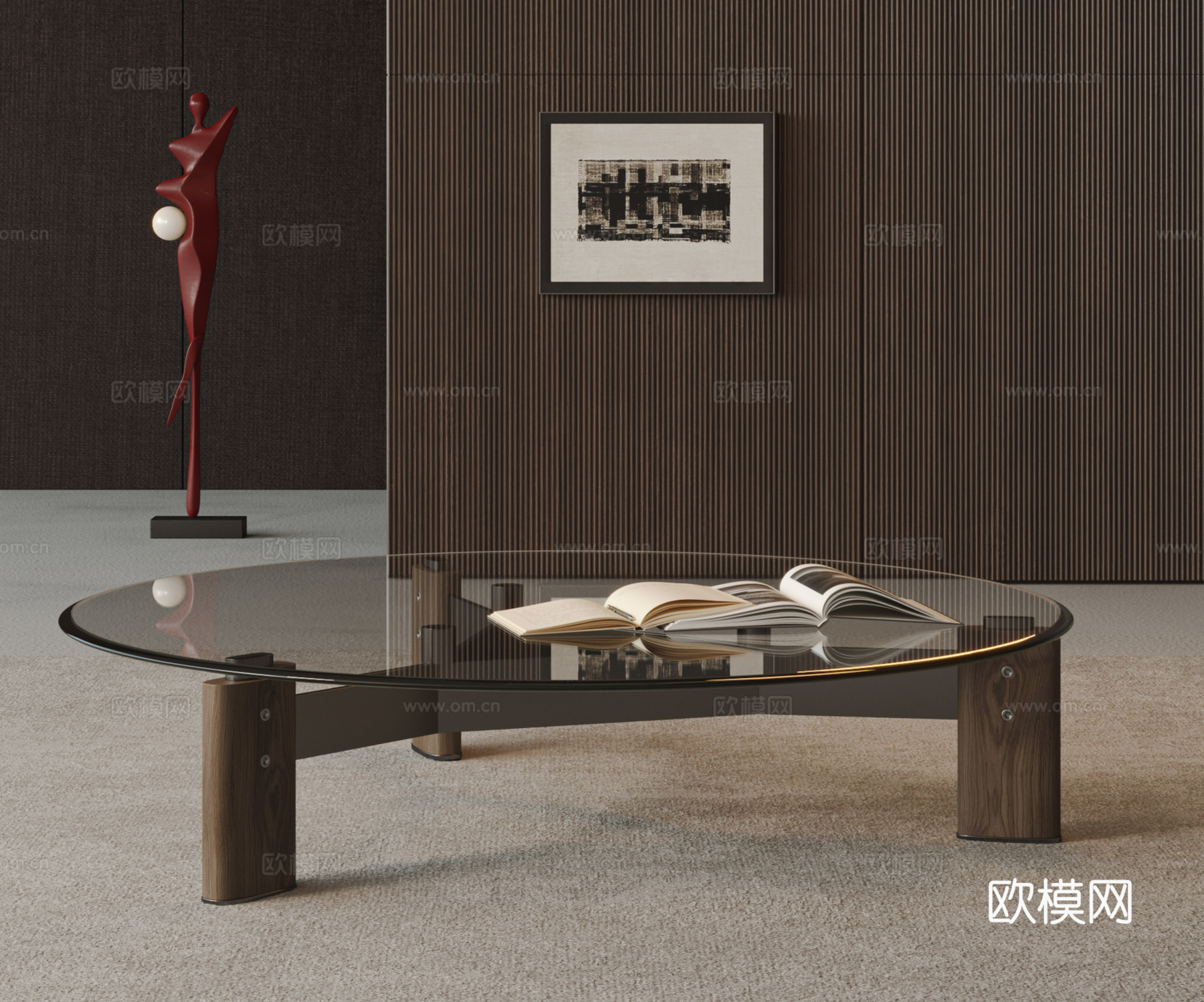 POLIFORM  现代 意式 茶几 玻璃茶几 雕塑3d模型