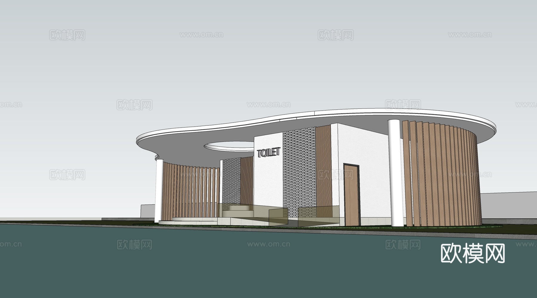 现代公厕建筑 厕所建筑 旅游厕所 公共卫生间su模型