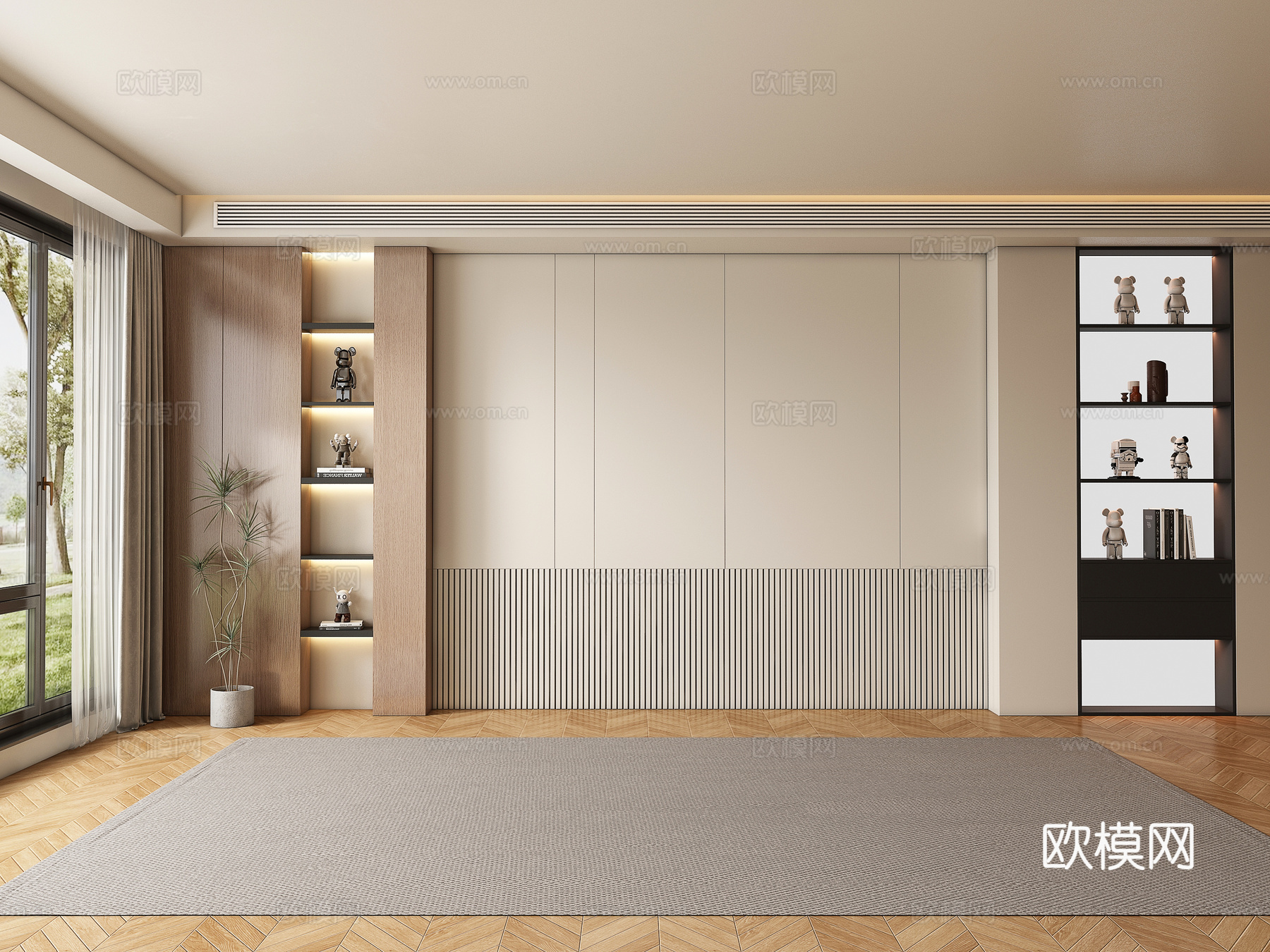 现代客厅背景墙su模型