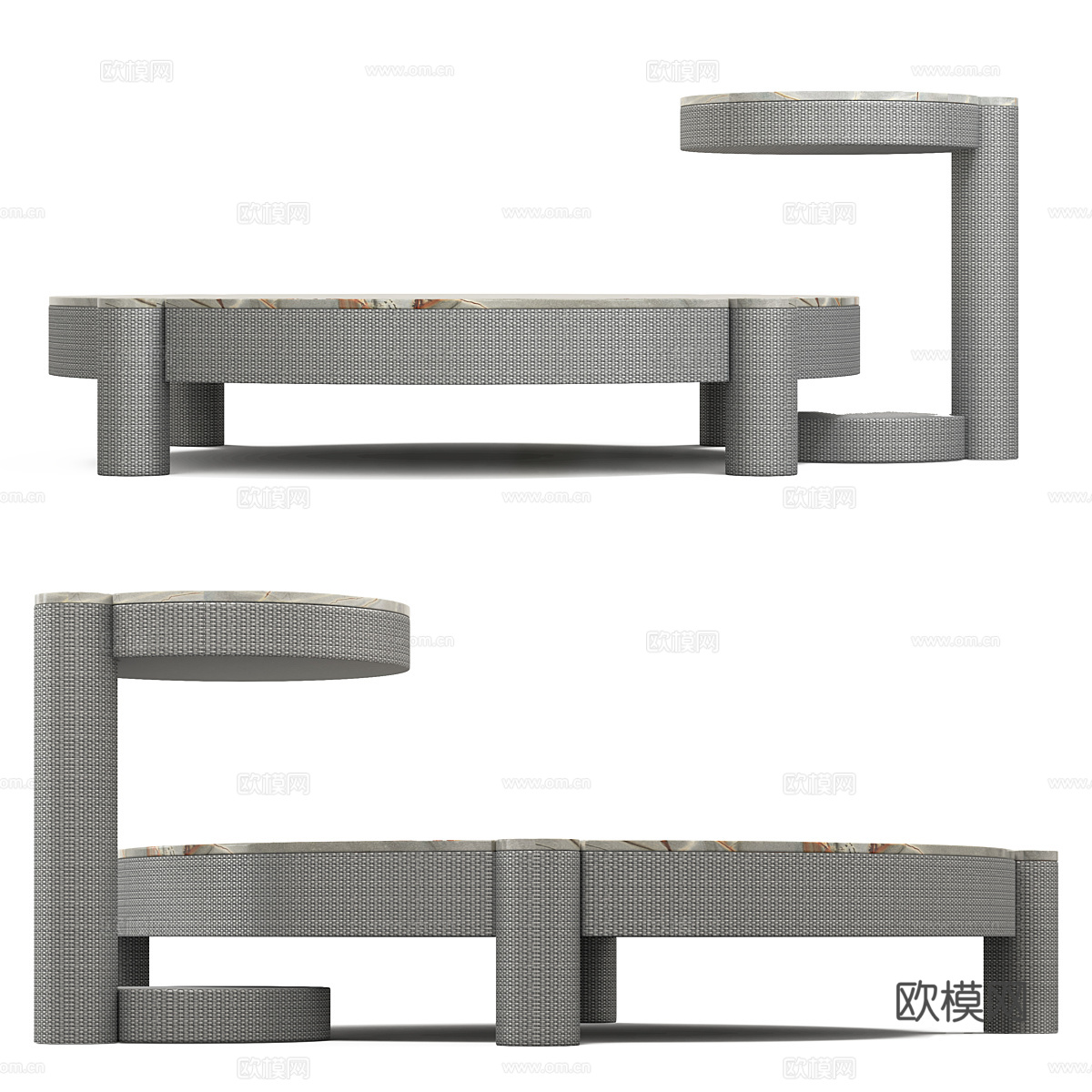 现代意式大理石圆茶几3d模型