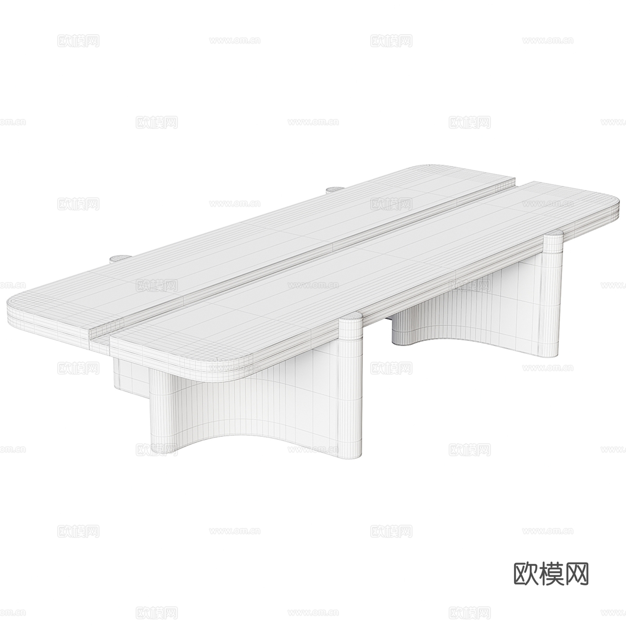 中古风木质茶几3d模型
