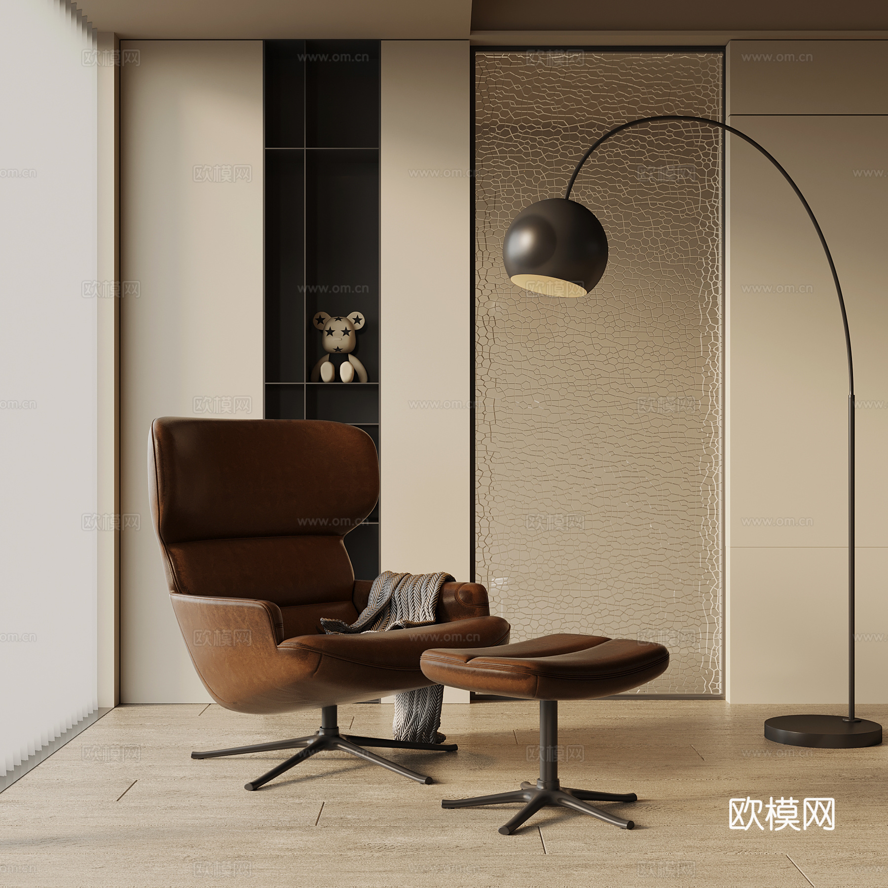现代躺椅 休闲椅 落地灯3d模型