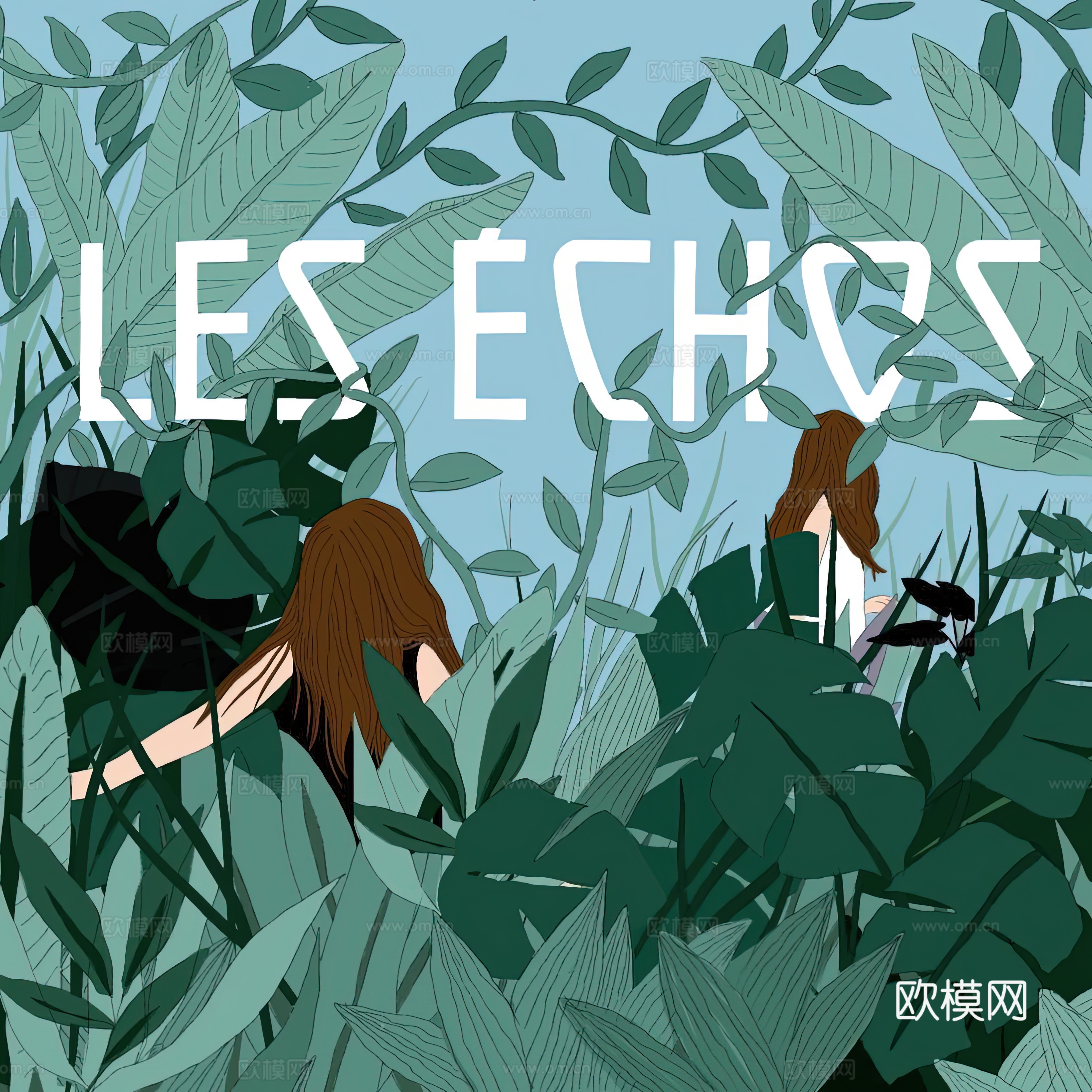 水彩小人大景 艺术挂画 挂画 装饰画 艺术画下载