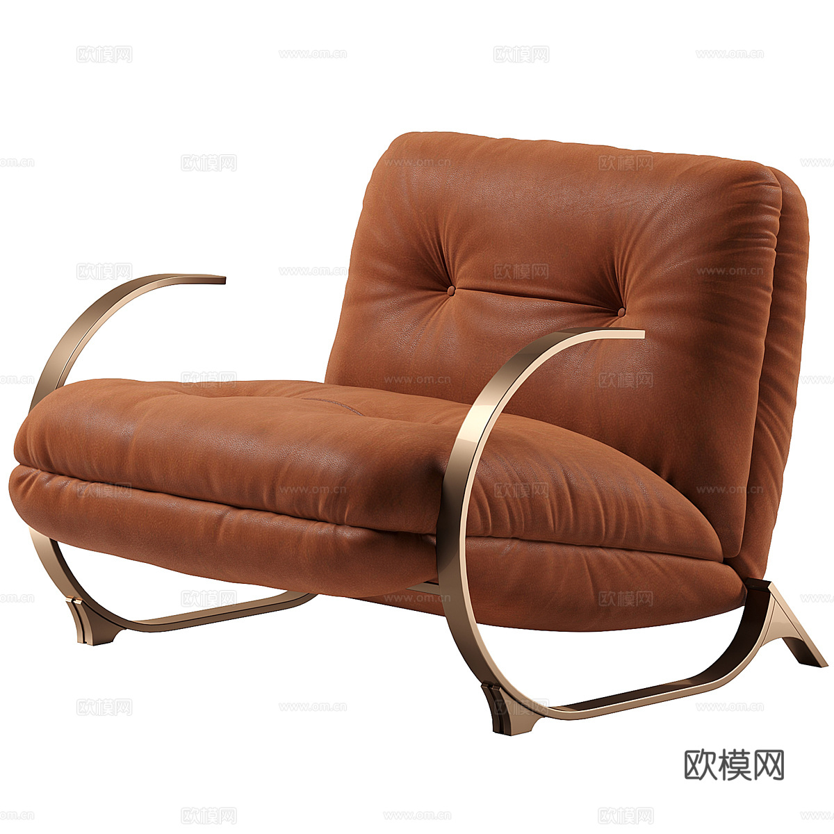 现代意式轻奢皮革扶手椅3d模型