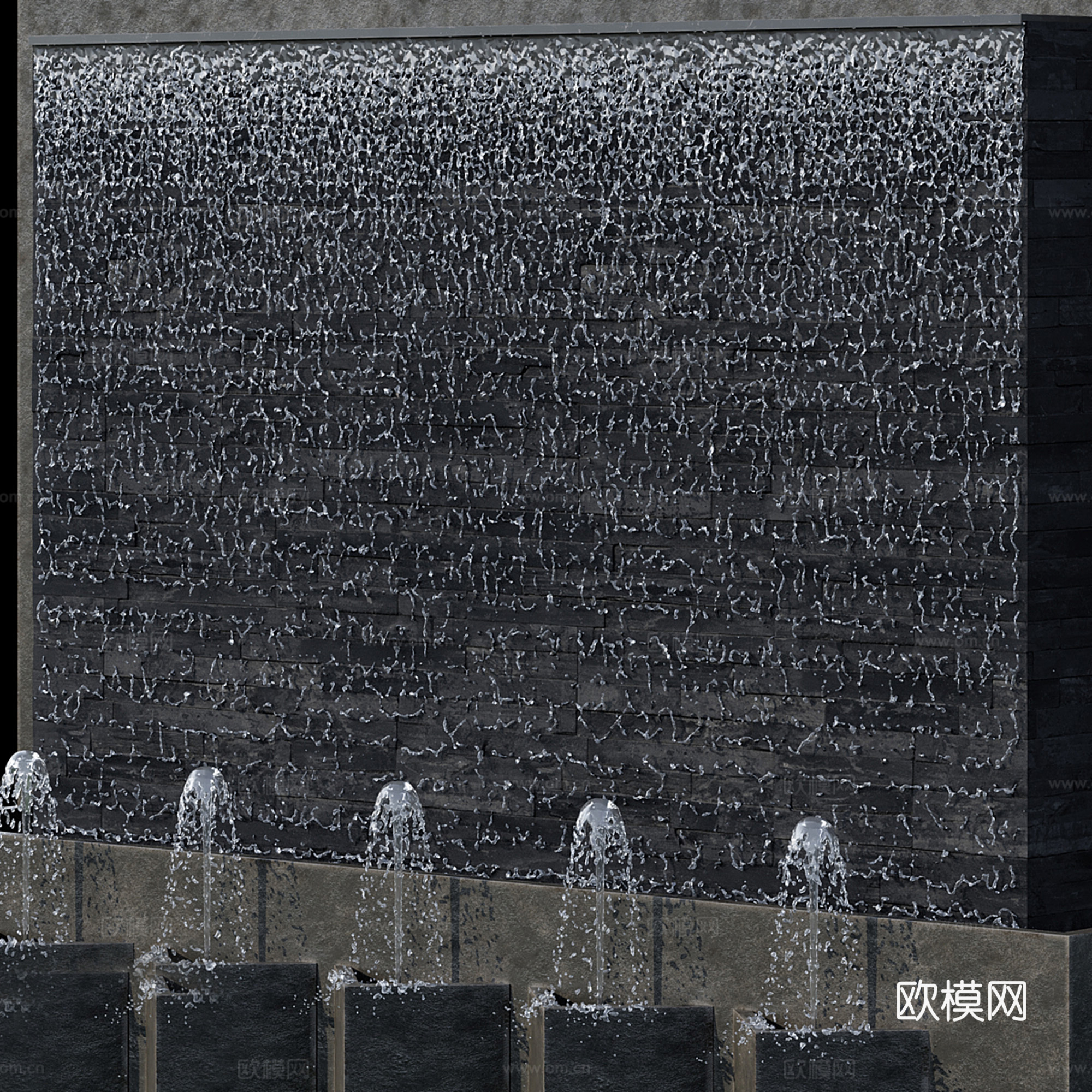 现代景观瀑布喷泉su模型