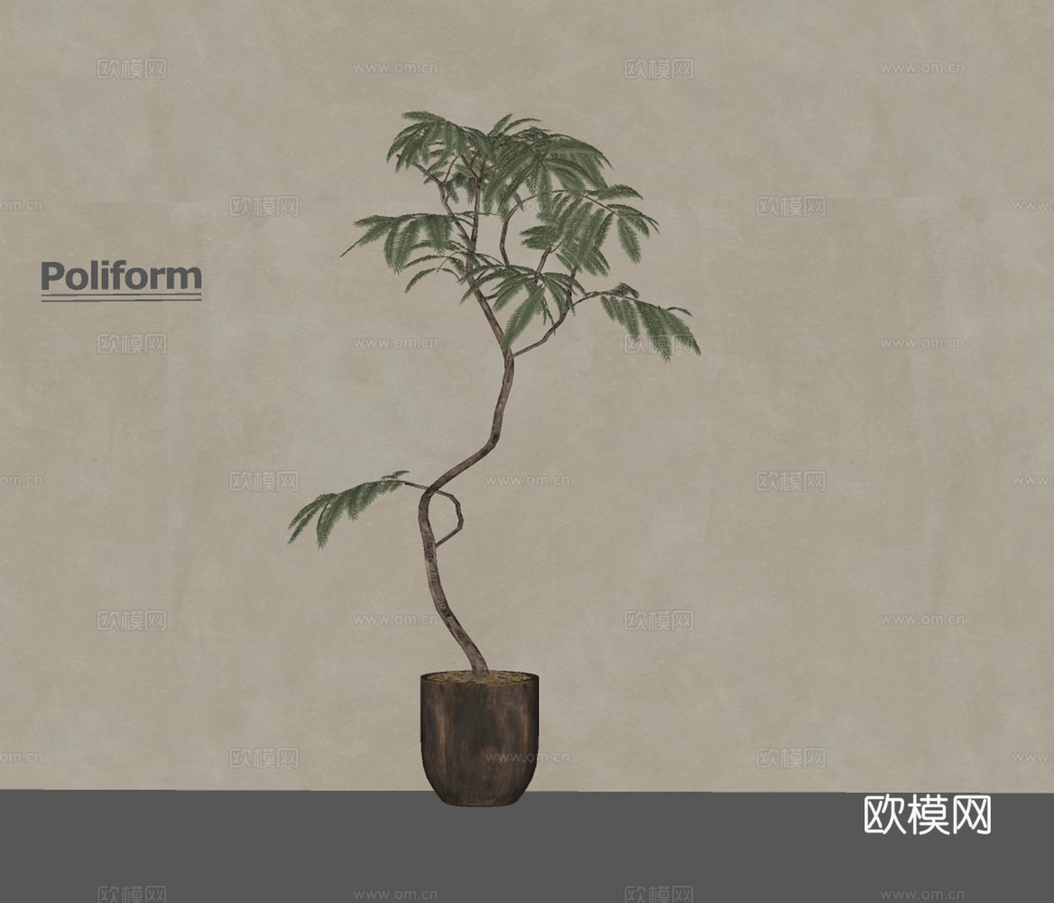 盆栽中古风绿植su模型