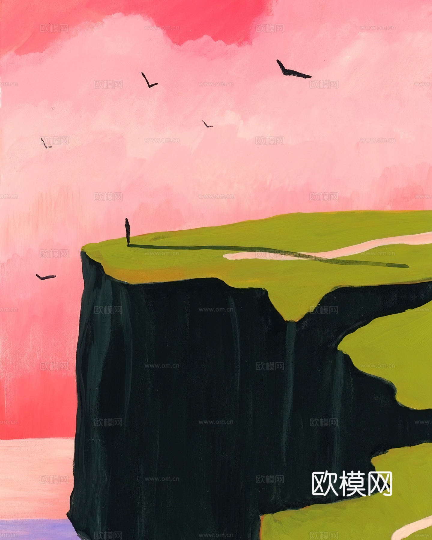 水彩小人大景 艺术挂画 挂画 装饰画 艺术画下载