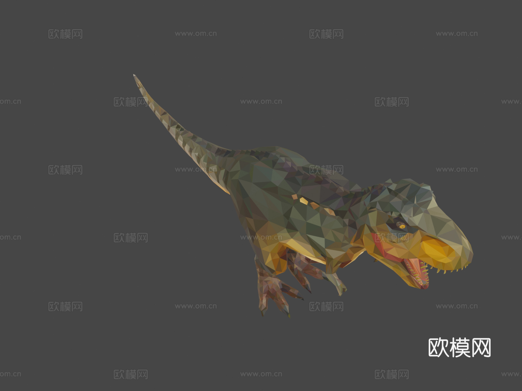恐龙霸王龙低多边形艺术风格3d模型