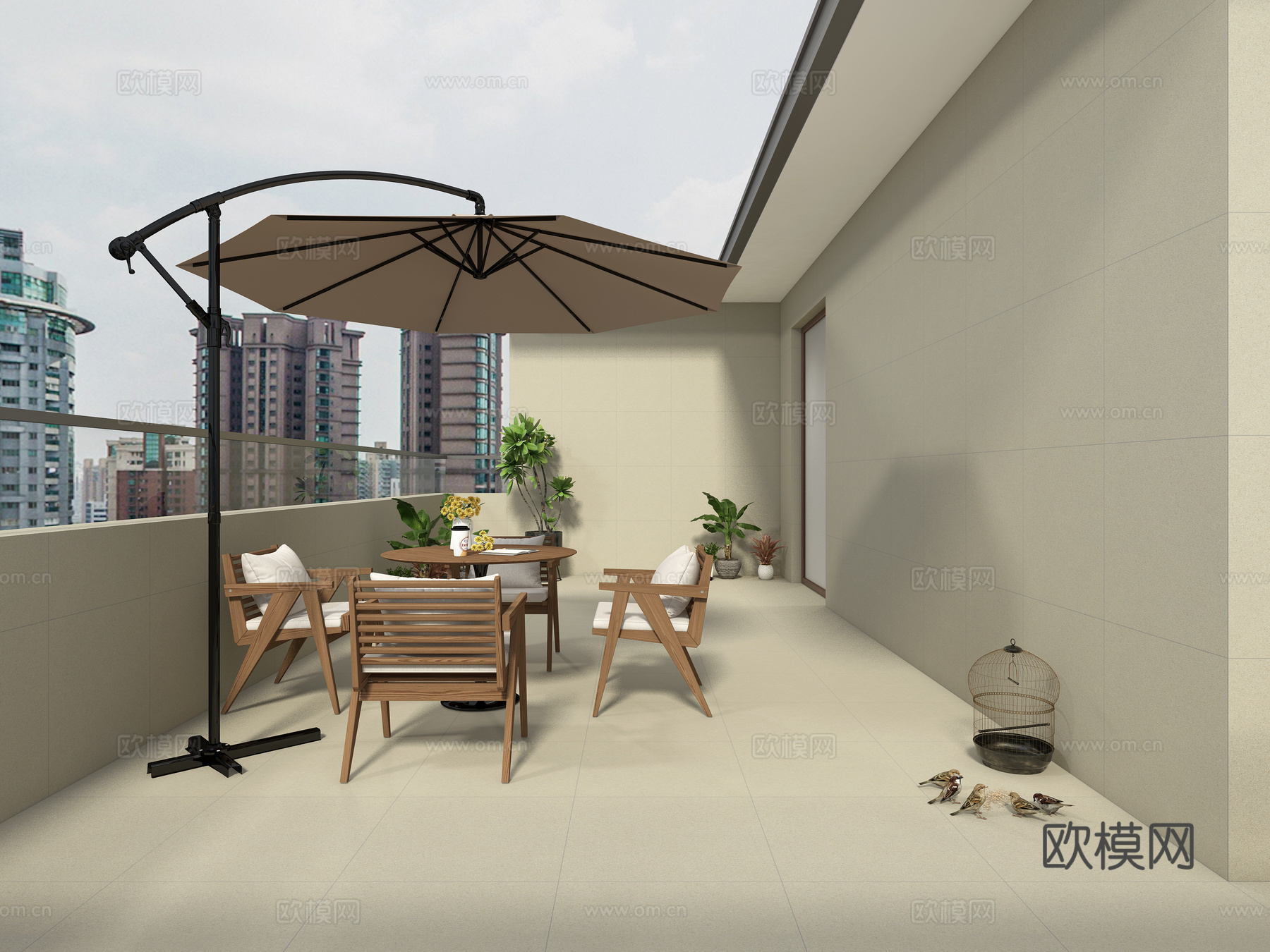 现代别墅休闲露台3d模型