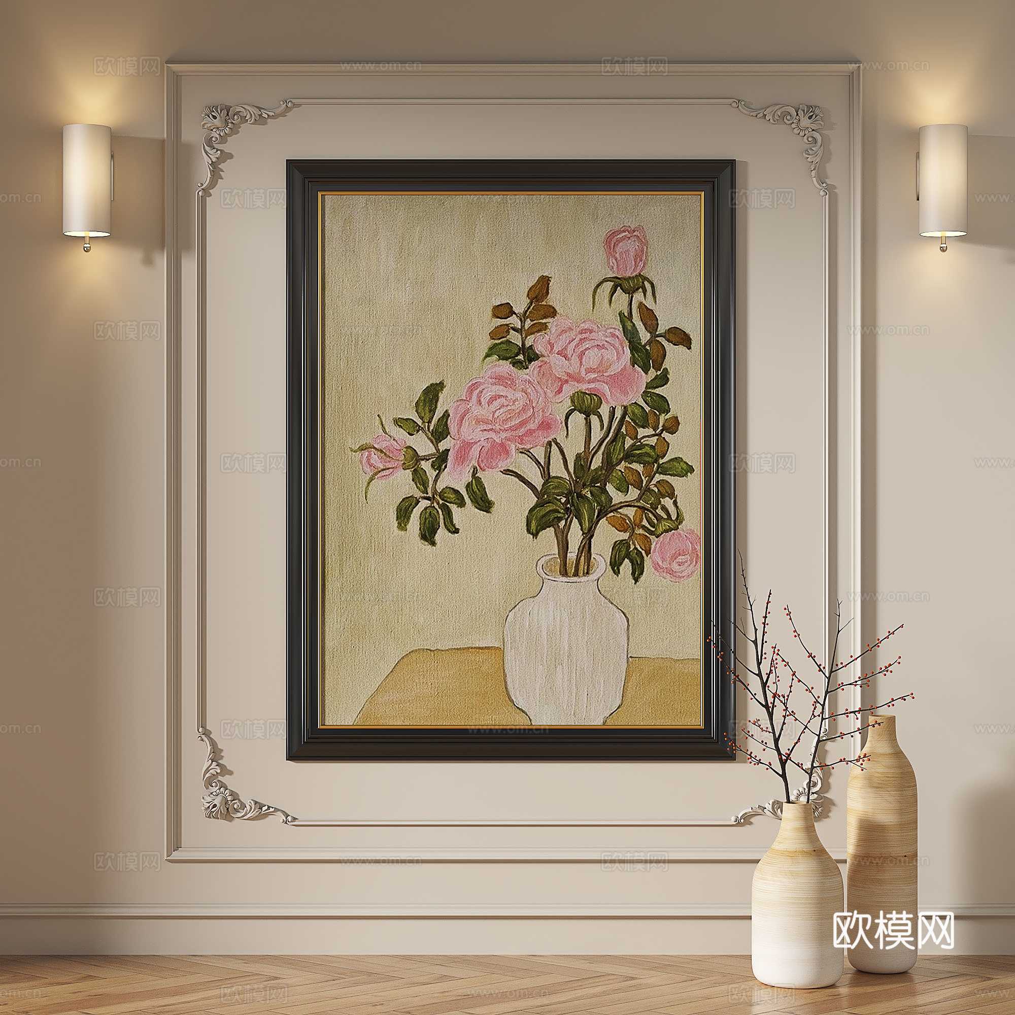 法式，复古，中古，现代，轻奢，油画，装饰画3d模型