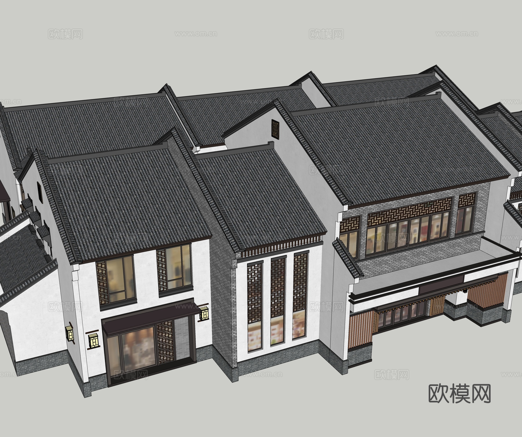 新中式中式商业街 新中式仿古建筑 古建 文旅小镇su模型