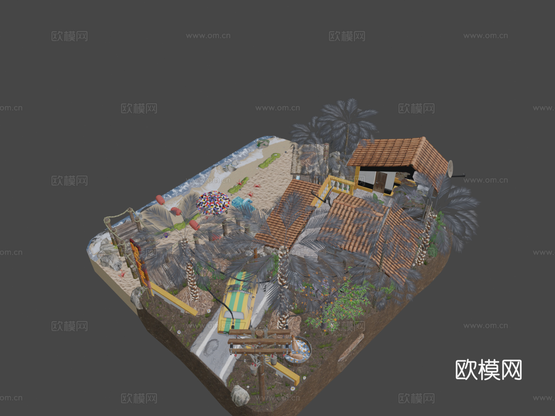 DAE立体模型-海边3d模型
