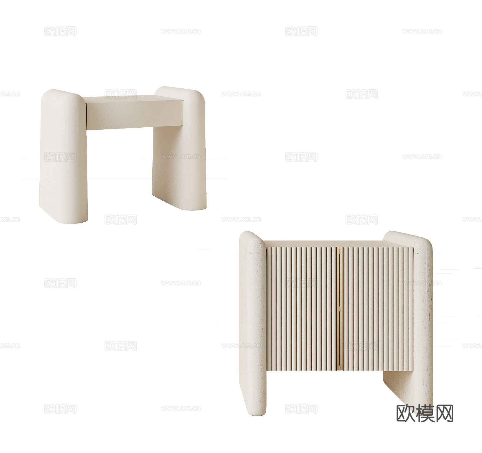 现代奶油风床头柜 成品床头柜 儿童床头柜 方形床头柜su模型