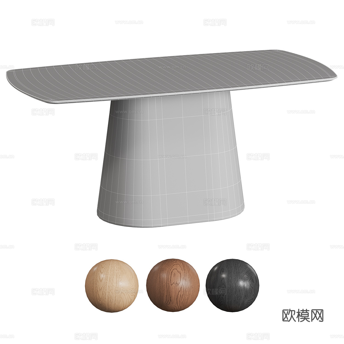 现代意式实木餐桌3d模型