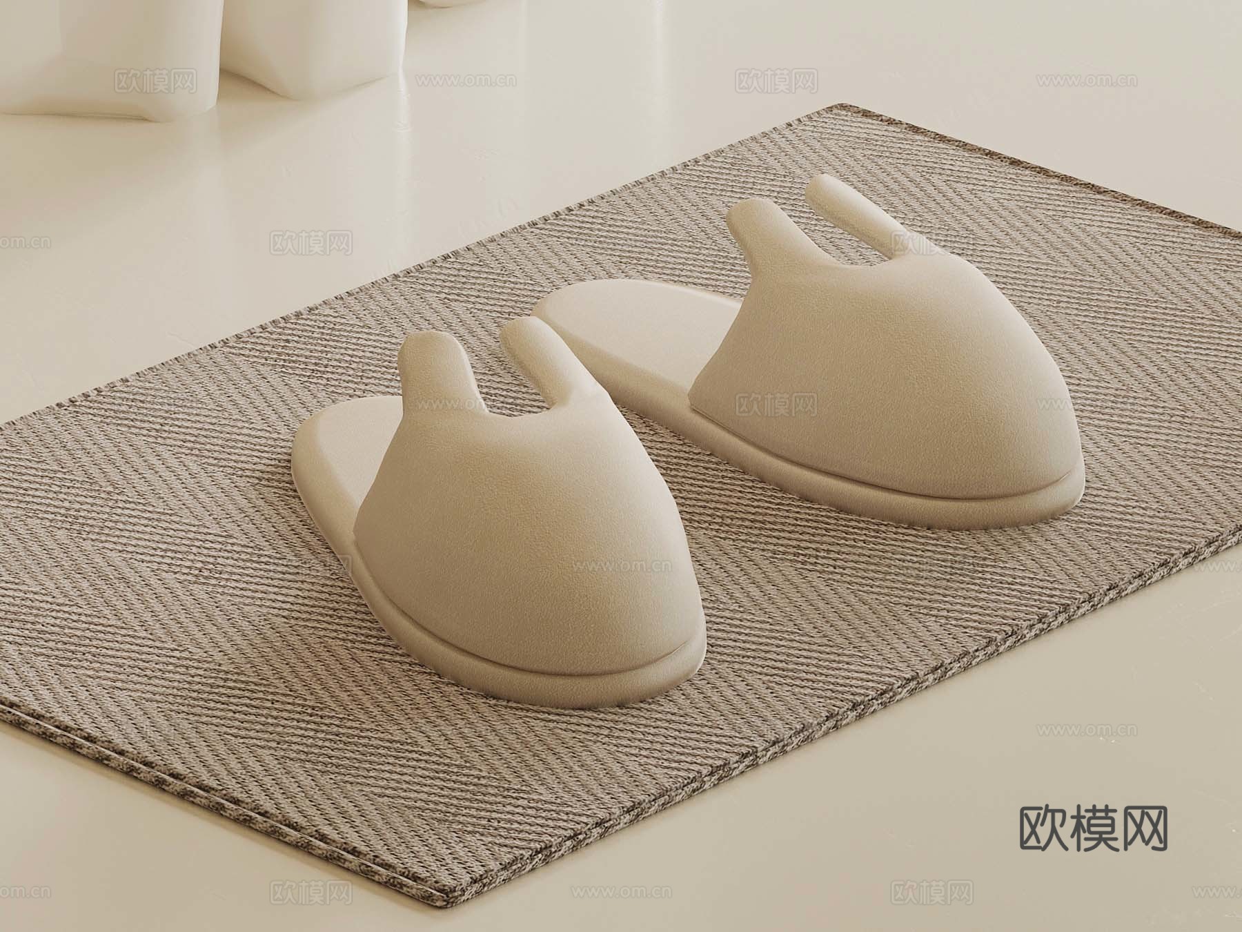 现代奶油风拖鞋3d模型