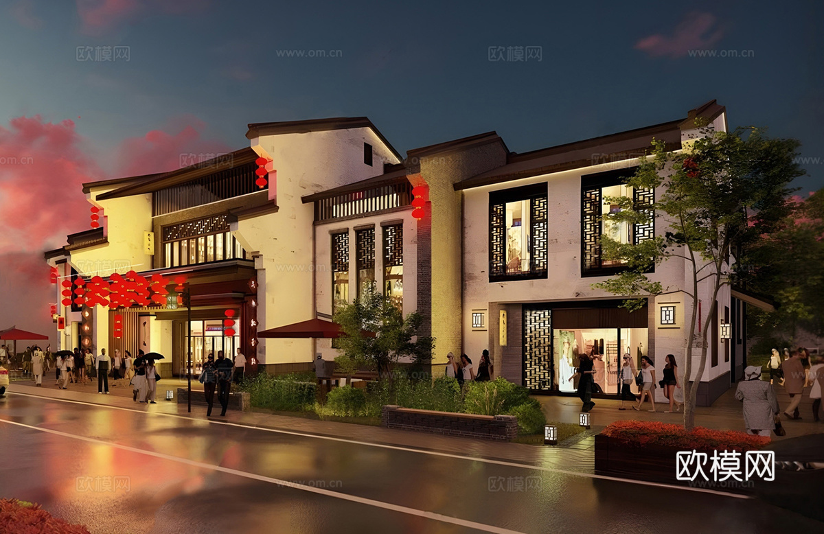 新中式中式商业街 新中式仿古建筑 古建 文旅小镇su模型